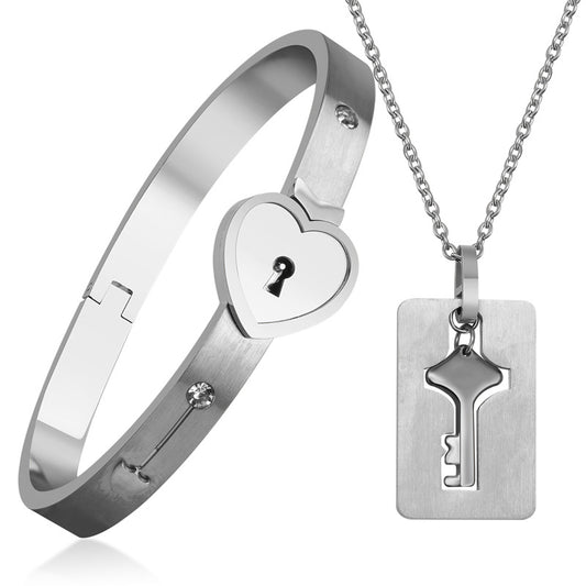 Viral Set Couple Bracelet Heart Lock Bracelet