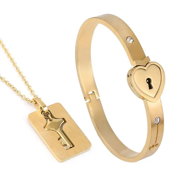 Viral Set Couple Bracelet Heart Lock Bracelet